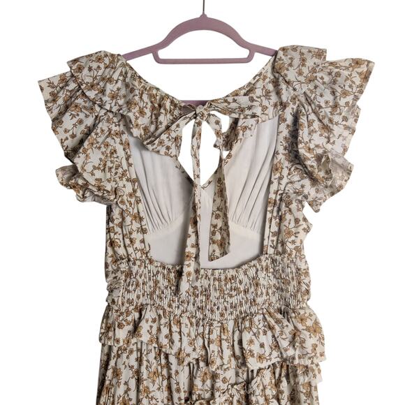 En Saison Gianna Floral Print Cotton Ruffle Maxi Dress Small Medium Cottagecore - Picture 8 of 16
